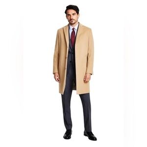 Brooks Brothers Men's Beige Wool Lined Logo Three-Button Jacket Coat Size 40R